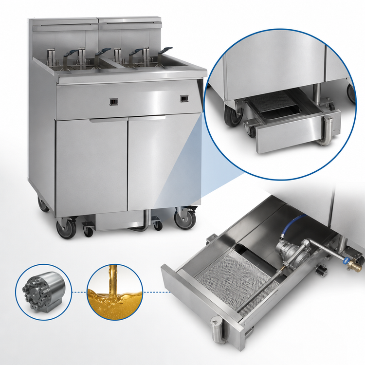 Product image #4 for Imperial Electric Floor Model Fryer with (2) 50-Lb Tanks and Built-In Space Saver Filter System