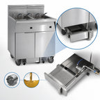 Thumbnail image #4 for Imperial (Middleby) IFSSP250EUT Electric Dual-Tank Floor Fryer, 50 lb. per Tank, Built-In Filter, Stainless Steel