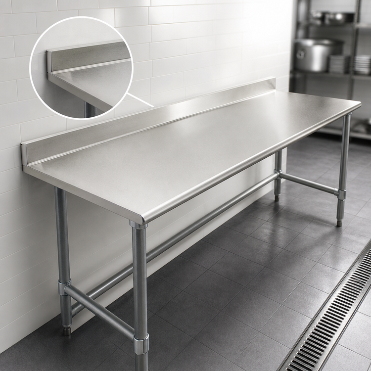Product image #4 for Deluxe Series 108-Inch x 24-Inch Stainless Steel Work Table with 4-1/2-Inch Backsplash and Galvanized Tubular Base
