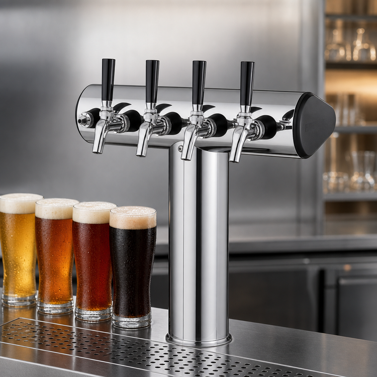 Product image #4 for Perlick 4-Faucet Winged Tee Countertop Glycol-Cooled Beer Draft Tower