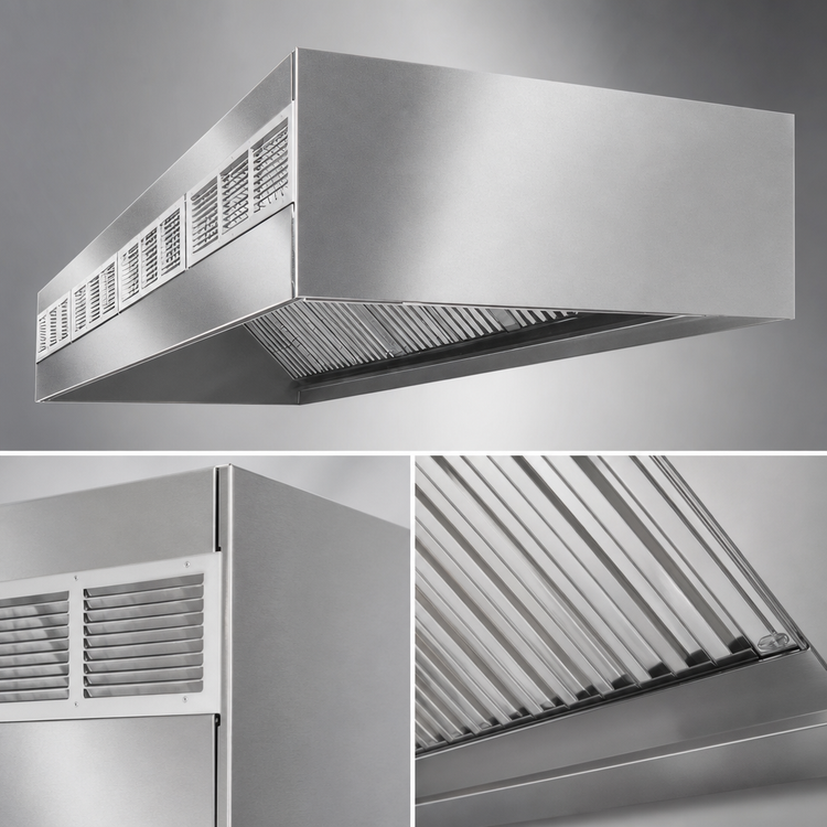 Product image #4 for SpecAir HEF96-144 144" Wall Type Front Discharge Make-Up Air Exhaust Hood