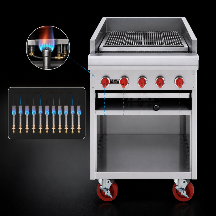 Product image #4 for American Range ADJF-60 60-Inch 10-Burner Gas Adjustable Underfired Charbroiler with Cabinet Base