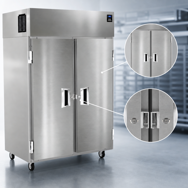 Product image #4 for Delfield 41.5 Cu. Ft. Two-Section Reach-In Freezer with Solid Hinged Doors and Top-Mounted Self-Contained Refrigeration