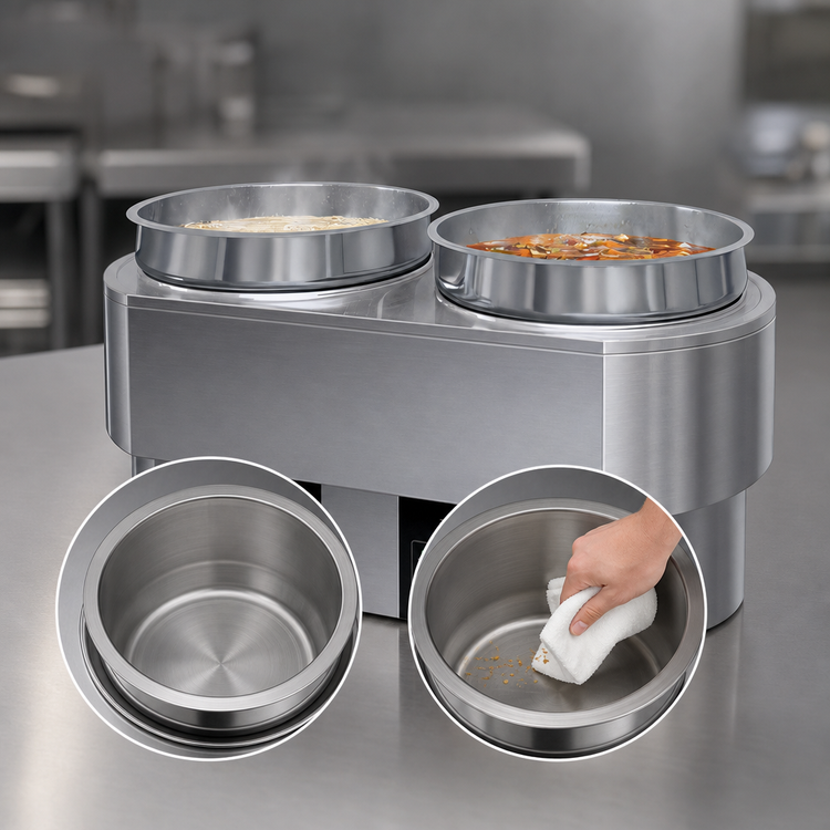 Product image #4 for Hatco Quick Ship Countertop Round Food Warmer/Cooker, 2 x 11 Qt, 240V
