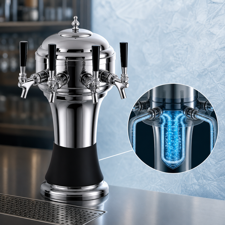 Product image #4 for Perlick Roma 5-Faucet Countertop Glycol-Cooled Draft Beer Tower with Black Ceramic Skirt