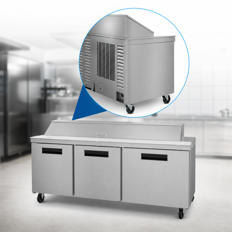 Product image #4 for Hoshizaki Steelheart 72-Inch Three-Section Sandwich Top Refrigerator Prep Table