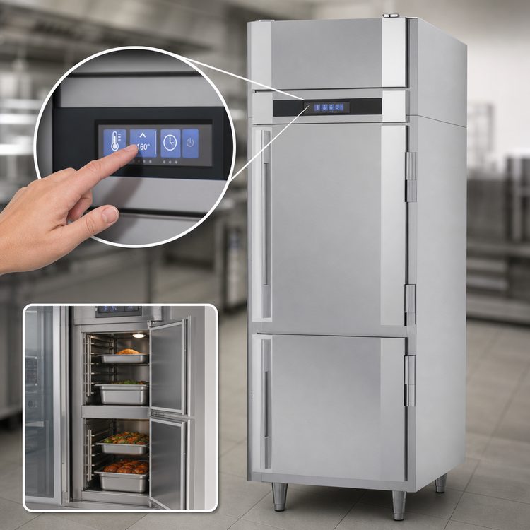 Product image #4 for Victory UltraSpec Pass-Thru Heated Holding Cabinet with 4 Half-Height Solid Hinged Doors, 1-Section, Standard Depth
