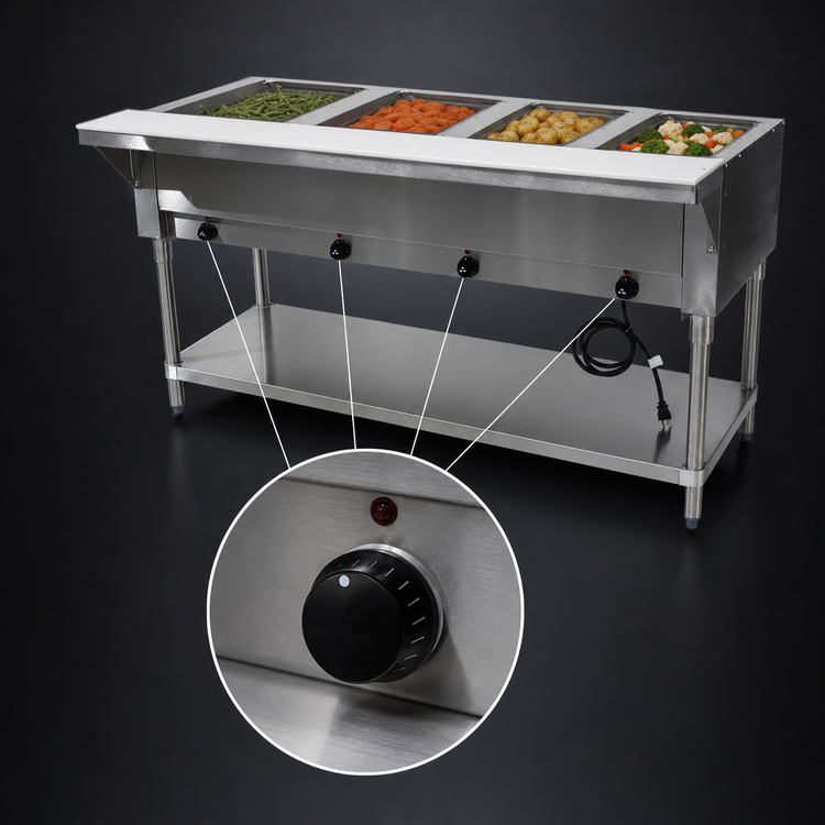 Product image #4 for Advance Tabco Triumph (Supreme) 4-Well Electric Hot Food Table with Undershelf and Cutting Board, 120V