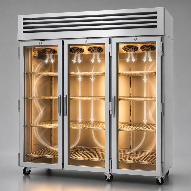 Product image #4 for Turbo Air PRO Series 3-Section Reach-In Heated Holding Cabinet with Glass Doors, 73.9 Cu. Ft.