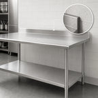 Thumbnail image #4 for Eagle Group Deluxe T24108EB-BS 108-Inch x 24-Inch Stainless Steel Work Table with 4-1/2-Inch Backsplash and Adjustable Undershelf