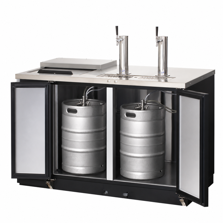 Product image #4 for Everest Refrigeration Club Top Two-Section Direct Draw Keg Refrigerator, 20 Cu. Ft., 2 Half-Barrel Kegs