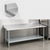 Thumbnail image #4 for Duke 84-Inch x 30-Inch 16-Gauge 300 Series Stainless Steel Work Table with 1-1/8-Inch Riser and Galvanized Undershelf