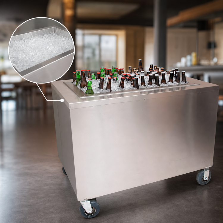Product image #4 for BK Resources 48 Inch Portable Stainless Steel Beverage Center with Sliding Doors and Ice Bin