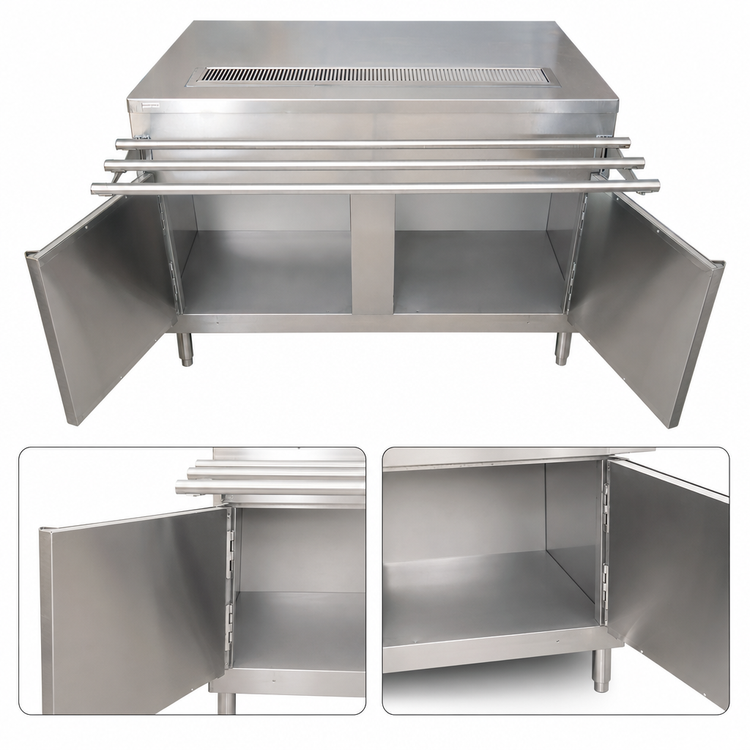 Product image #4 for Cashier-Serve Stainless Steel Counter with Hinged Doors and Built-In Urn Trough, 72W x 30D