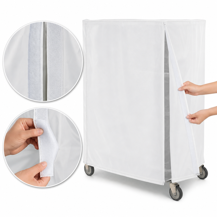 Product image #4 for Metro Waterproof Vinyl-Nylon Banquet Cart Cover, 72"W x 24"D x 62"H, White