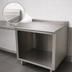 Thumbnail image #4 for Advance Tabco 120-Inch x 24-Inch Stainless Steel Work Table with Open Front Cabinet Base and 1-1/2-Inch Rear Up-Turn