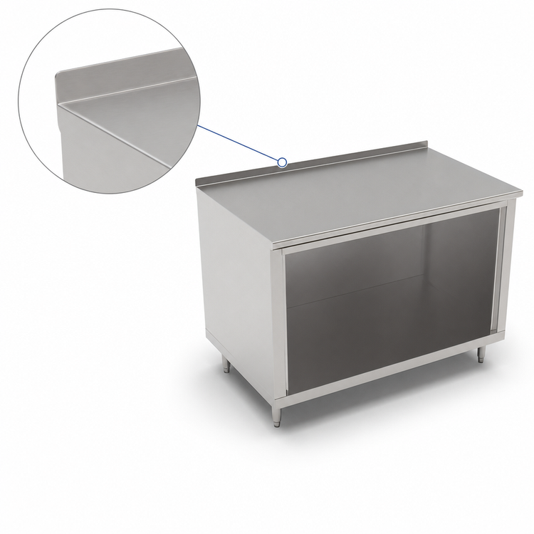 Product image #4 for John Boos 84-Inch x 24-Inch Stainless Steel Open-Front Cabinet Base Work Table with 1-1/2-Inch Rear Riser