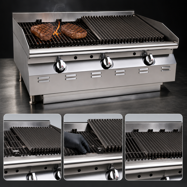 Product image #4 for RedHots Chef Line 36-Inch Natural Gas Countertop Charbroiler, 120,000 BTU