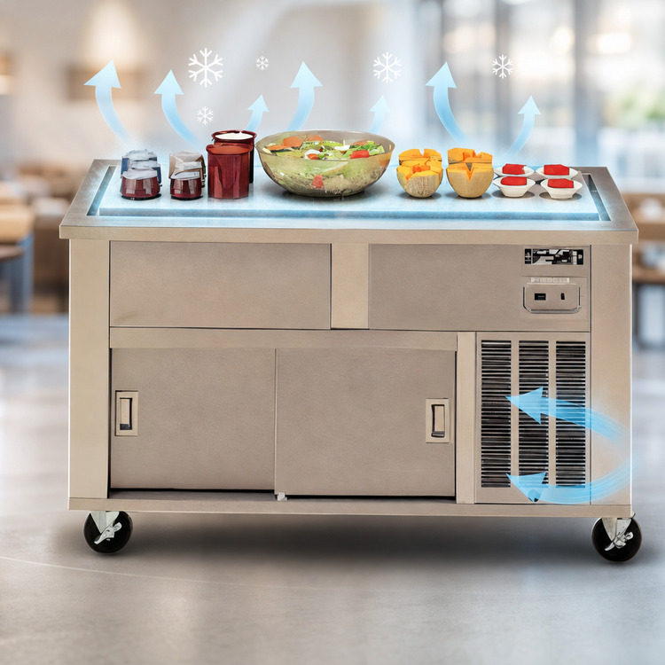 Product image #4 for DineXpress DXP5FT 5-Well Full-Size Frost Top Mobile Serving Counter