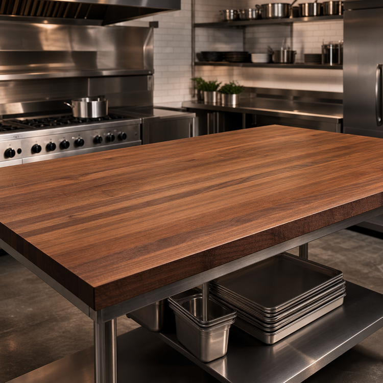 Product image #4 for John Boos Boos Block 84-Inch x 36-Inch x 2-1/4-Inch American Black Walnut Edge-Grain Countertop with Varnique Finish