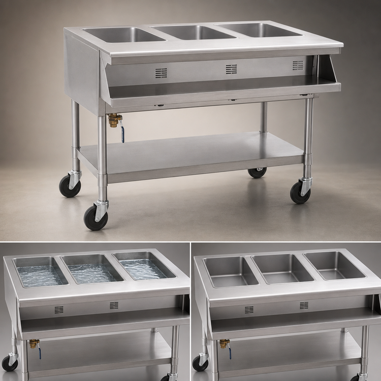 Product image #4 for Eagle Group Portable Sealed Well Hot Food Table, 3 Wells, Open Base, 240V