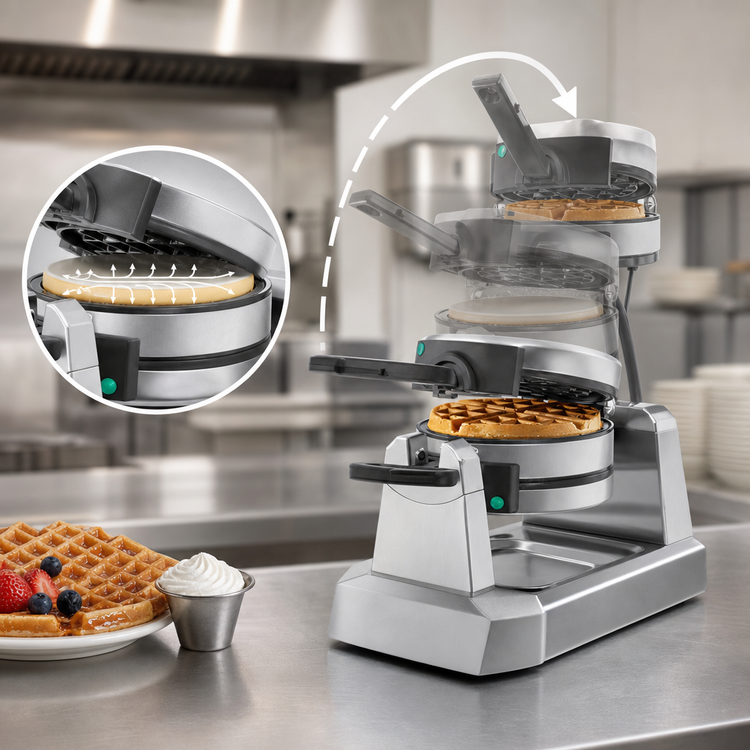 Product image #4 for Waring WW200 Heavy-Duty Double Belgian Waffle Maker with Rotary Vertical Design