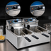 Thumbnail image #4 for Double Countertop Electric Deep Fryer with 2 Full Fry Pots, 24 lb. Total Capacity, Stainless Steel