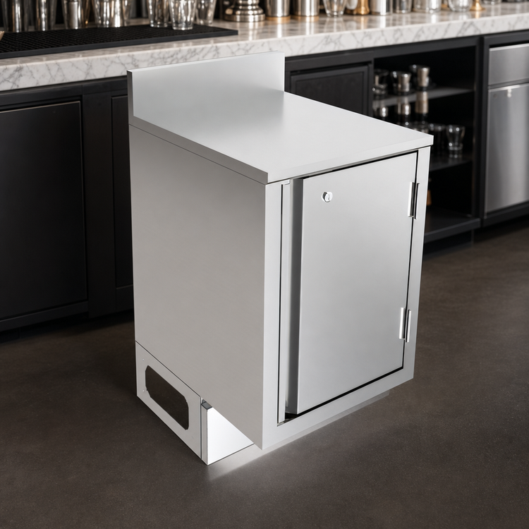 Product image #5 for BK Resources Call Series Flat-Top Underbar Cabinet with Pedestal Base and Locking Hinged Door