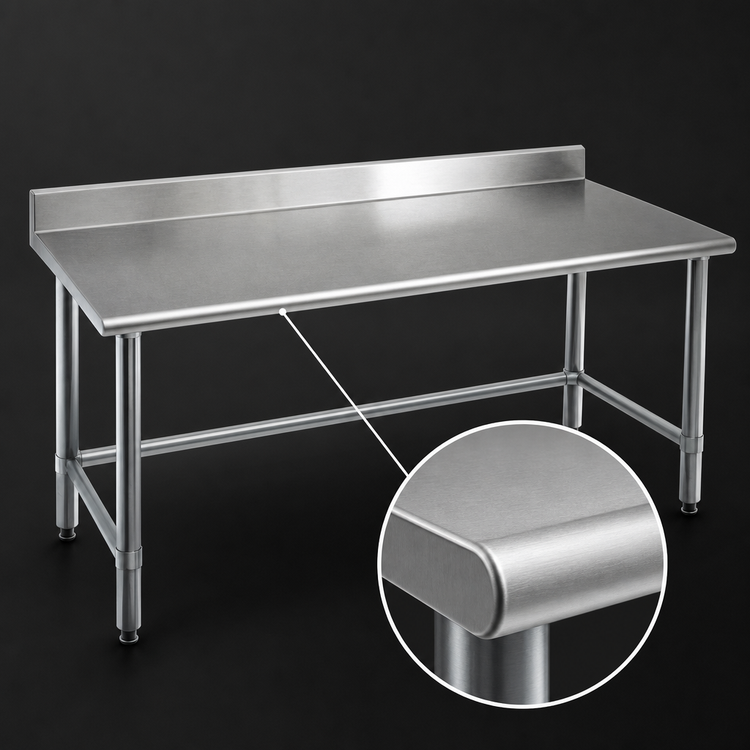 Product image #4 for Deluxe Series Stainless Steel Work Table with 4-1/2 Inch Backsplash, 84 x 30 Inches