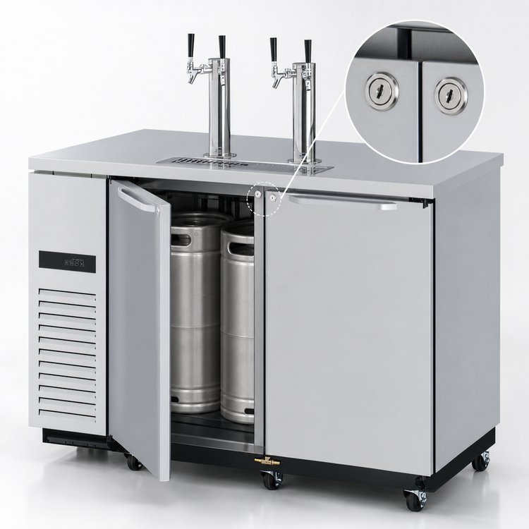 Product image #4 for Turbo Air Super Deluxe Two-Door Beer Dispenser with Self-Cleaning Condenser, 2 Half-Barrel Keg Capacity