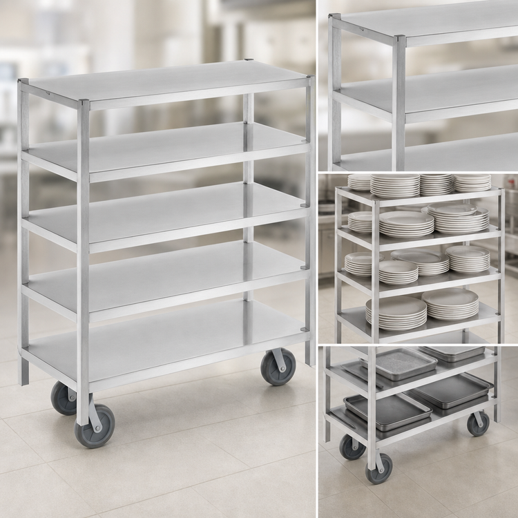 Product image #4 for Channel Manufacturing Queen Mary Aluminum Banquet / Utility Cart, 6 Shelves, 62 x 28 x 66 Inches