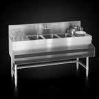 Thumbnail image #4 for Eagle Group Spec-Bar B6-3-LR-24 3-Compartment 304 Stainless Steel Underbar Sink, Left & Right Drainboards, Faucet Included, 72 x 24 x 37 Inches