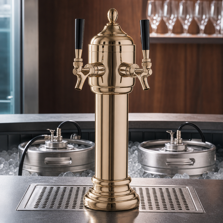 Product image #4 for Napoli Tower 2-Faucet Air-Cooled Direct Draw Beer Dispensing Kit, Tarnish-Free Brass