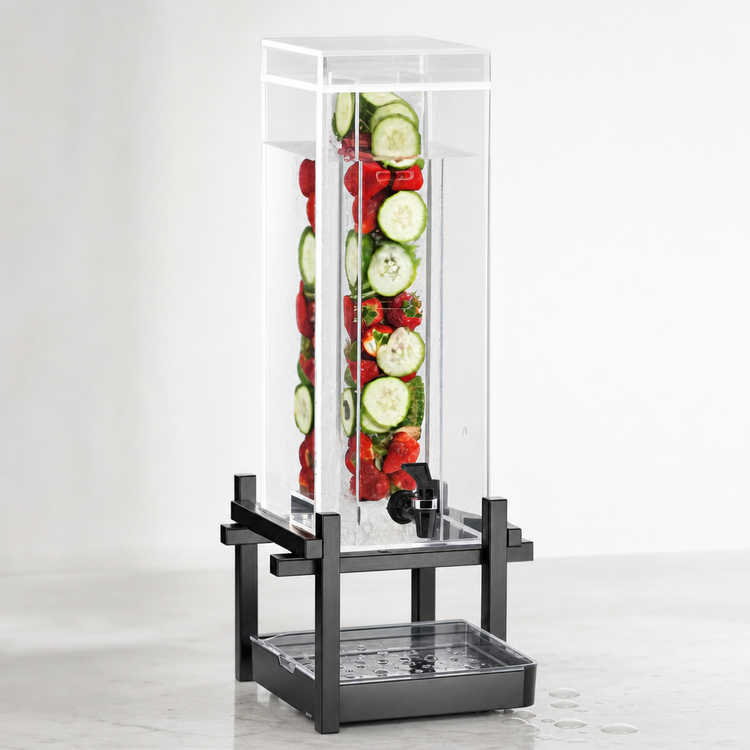 Product image #4 for Cal-Mil One by One 1.5-Gallon Acrylic Infusion Beverage Dispenser with Drip Tray and Black Metal Base