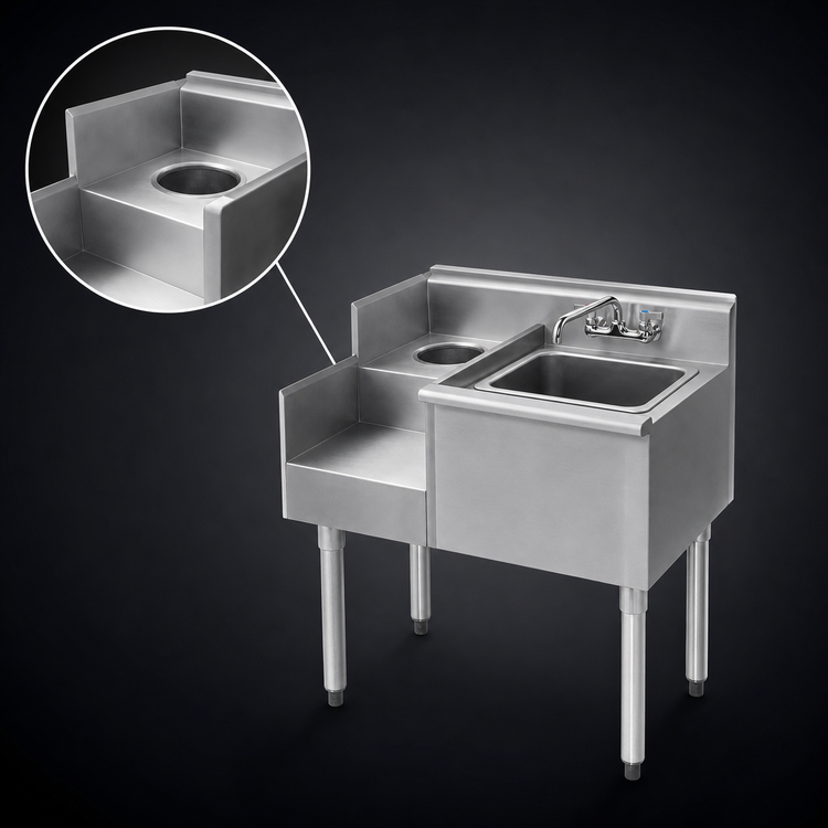 Product image #4 for Eagle 1800 Series 24-Inch Underbar Sink/Blender Module with Right Sink Bowl and Left Liquid Waste Chute