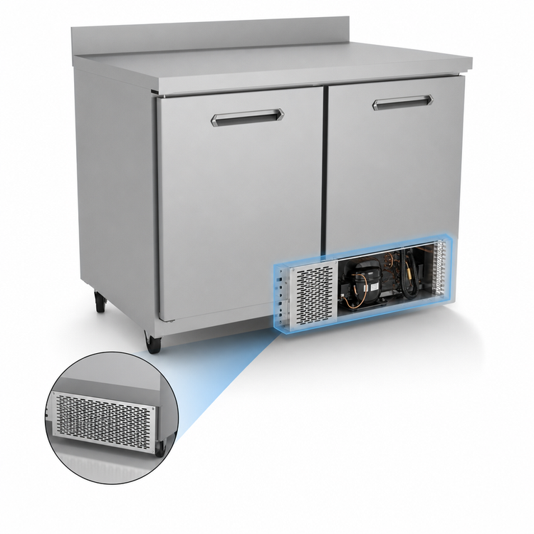 Product image #5 for Kelvinator Commercial 48-Inch Two-Section Countertop Refrigerated Work Top Refrigerator with Backsplash