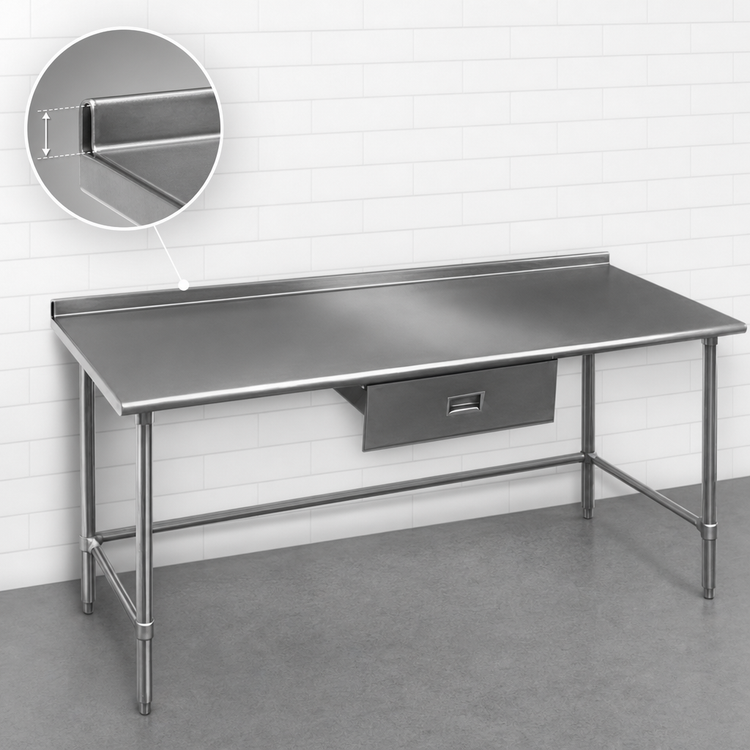 Product image #4 for Eagle Group Budget Series 108-Inch x 36-Inch Stainless Steel Work Table with 1-1/2-Inch Rear Up-Turn
