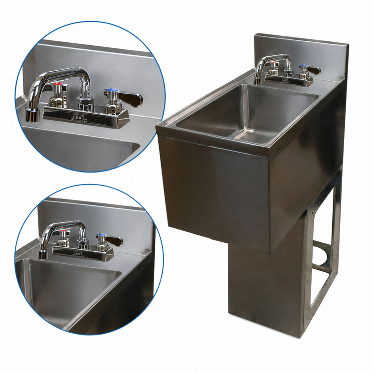 Product image #4 for BK Resources 12-Inch Underbar Dump Sink with 10" x 14" x 6" Bowl and Included Faucet
