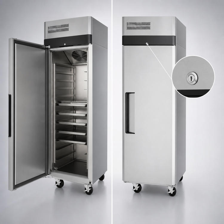 Product image #4 for Turbo Air M3 Series 1-Section Reach-In Heated Holding Cabinet with Solid Hinged Door and Tray Slides