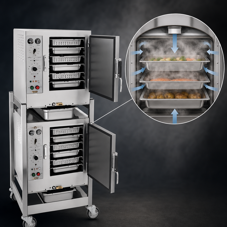 Product image #4 for AccuTemp Steam'N'Hold 2-Cavity Connectionless Electric Vacuum Steamer with Stand and Casters, 12 Full-Size Pan Capacity