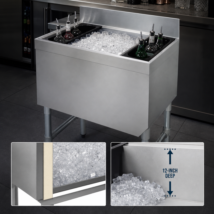 Product image #4 for Advance Tabco Underbar Basics 48-Inch Stainless Steel Cocktail Unit Ice Bin with 10-Circuit Cold Plate