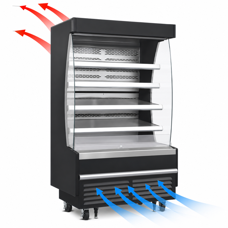 Product image #4 for Everest Refrigeration 48-Inch Vertical Open Display Merchandiser, Self-Contained Bottom Mount Refrigeration, Black