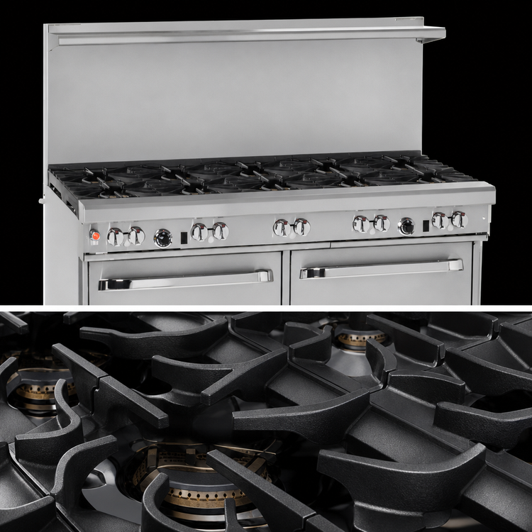 Product image #4 for Ultimate 60-Inch Gas Restaurant Range with 10 Open Burners, Standard Oven and Cabinet Base