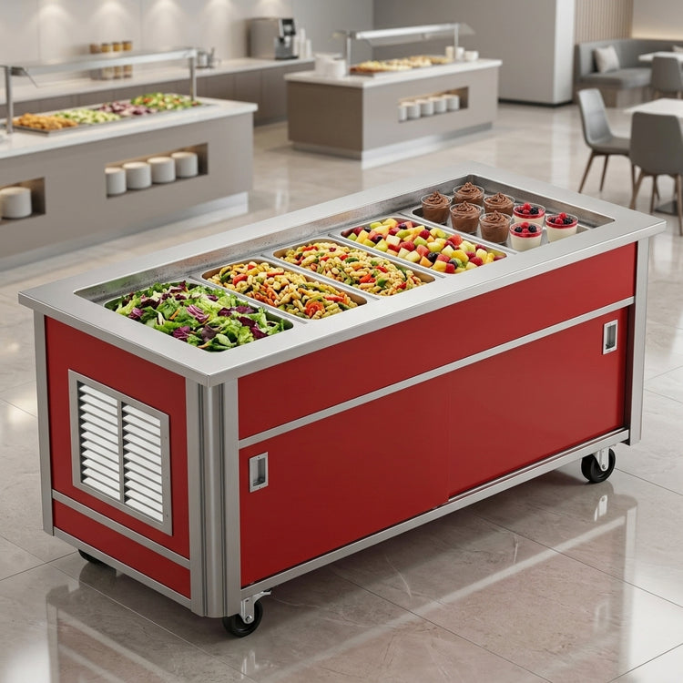 Product image #3 for Atlas Metal BLC-5-RM-BU 5-Pan Mobile Refrigerated Buffet Cold Food Serving Counter