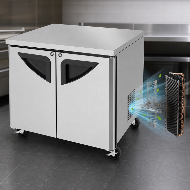 Product image #4 for Turbo Air Super Deluxe 36-1/4 Inch Two-Section Undercounter Refrigerator with Solid Swing Doors