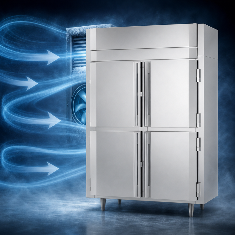 Product image #4 for Victory UltraSpec Shallow-Depth Two-Section Reach-In Freezer, 41.35 Cu. Ft., 4 Half-Height Solid Hinged Doors