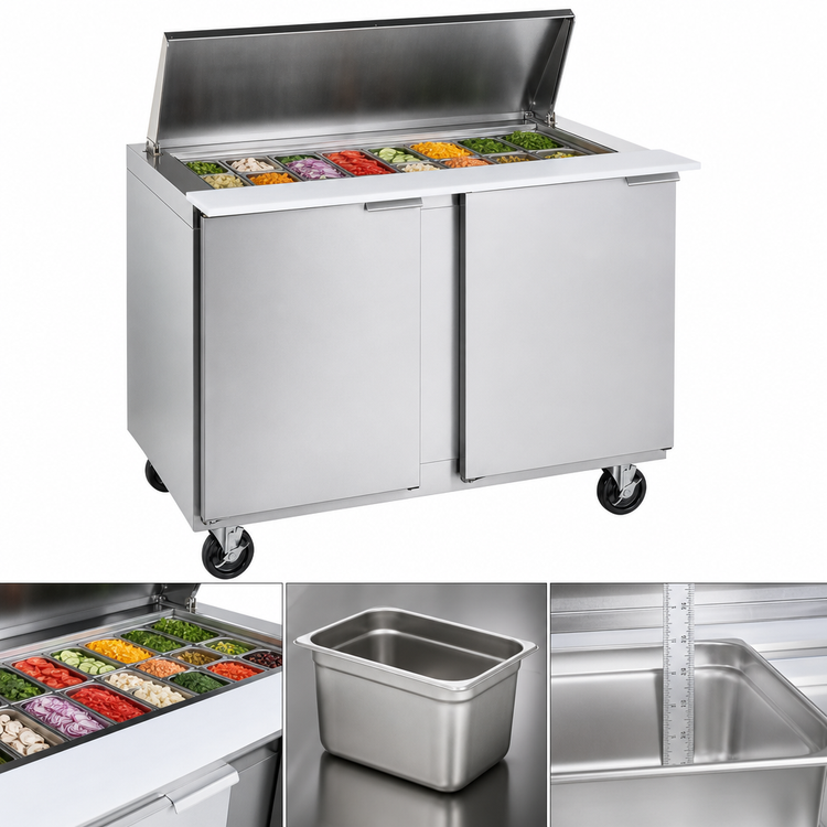 Product image #4 for Traulsen Dealer's Choice UST-Series 48-Inch 2-Section Mega Top Prep Table Refrigerator with Low-Profile Flat Cover
