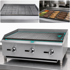 Thumbnail image #4 for Hurakan by Equip.me 36-Inch Countertop Gas Charbroiler with 3 Burners and Manual Controls
