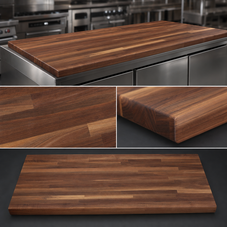 Product image #4 for Boos Block American Black Walnut Kitchen Countertop, Blended Edge Grain, 144" x 38" x 1-1/2" Thick, Varnique Finish