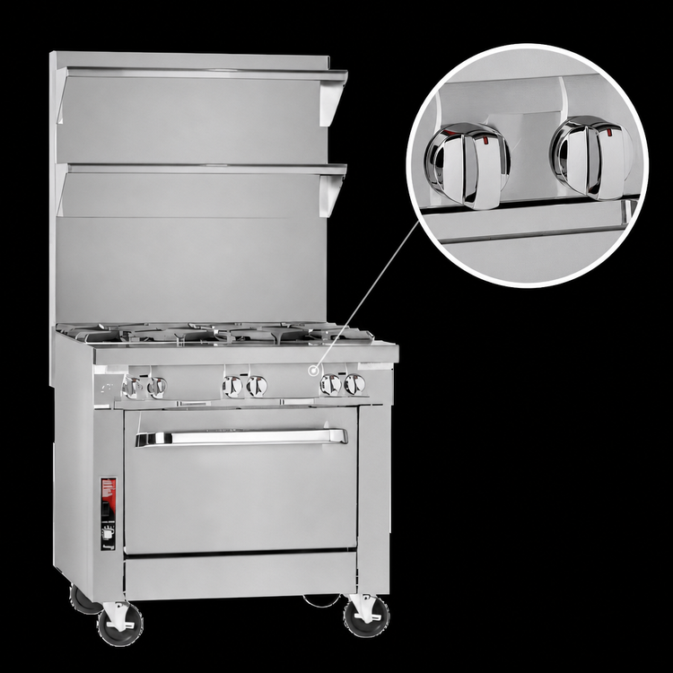 Product image #4 for Southbend Platinum 24-Inch Heavy Duty Gas Range with 2 Open Burners, 2 Step-Up Open Burners and Cabinet Base